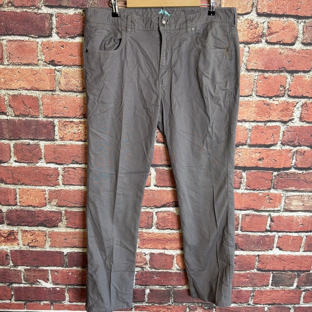Tommy Bahama Pants Mens 38x32 Gray Stretch Chino Casual Soft Cotton Lyocell